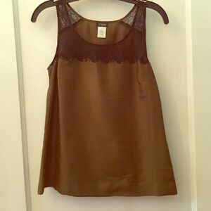 J. Crew sleeveless olive and black lace top